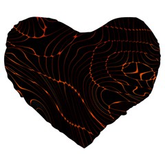 Retro Abstract Orange Black Large 19  Premium Heart Shape Cushions by ImpressiveMoments