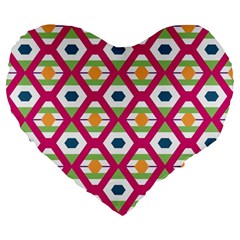 Honeycomb In Rhombus Pattern Large 19  Premium Heart Shape Cushion by LalyLauraFLM