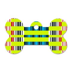Rectangles And Vertical Stripes Pattern Dog Tag Bone (two Sides)