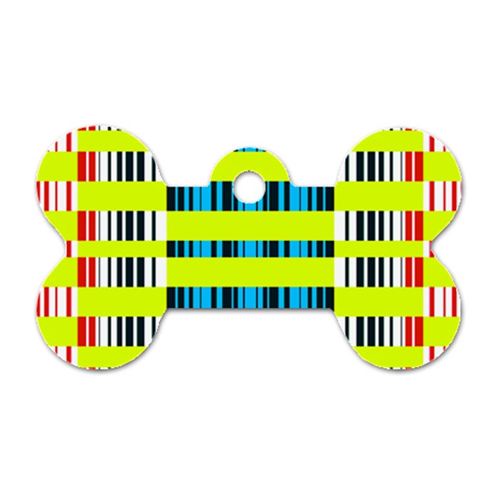 Rectangles and vertical stripes pattern Dog Tag Bone (Two Sides)