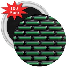 Green 3d Rectangles Pattern 3  Magnet (100 Pack) by LalyLauraFLM