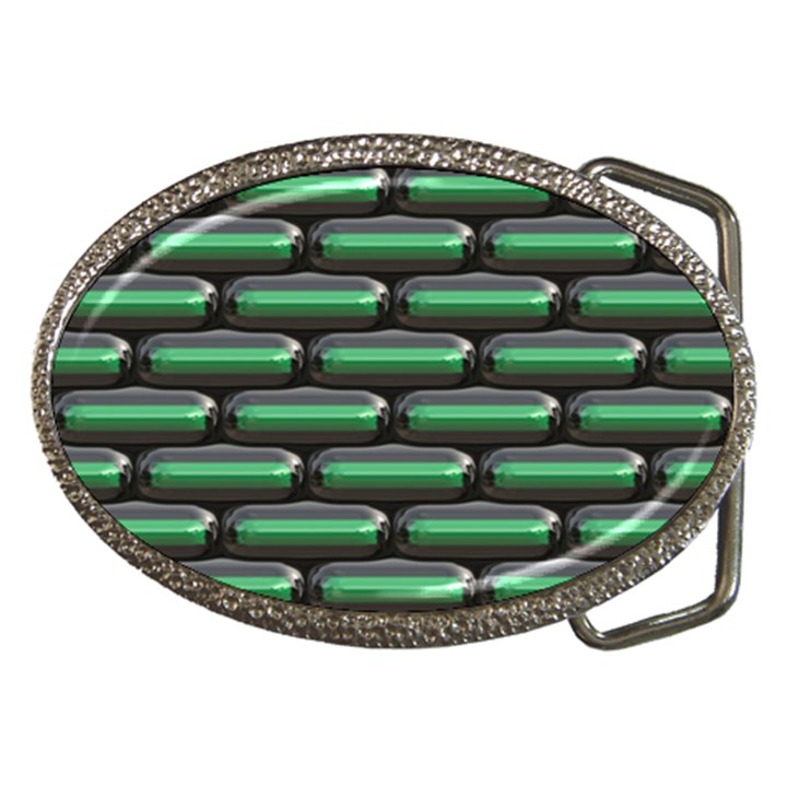 Green 3D rectangles pattern Belt Buckle