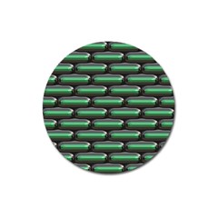 Green 3d Rectangles Pattern Magnet 3  (round) by LalyLauraFLM