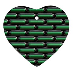 Green 3d Rectangles Pattern Heart Ornament (two Sides) by LalyLauraFLM