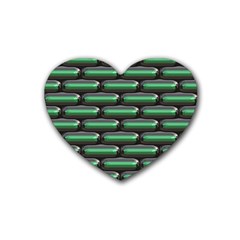 Green 3d Rectangles Pattern Rubber Coaster (heart) by LalyLauraFLM
