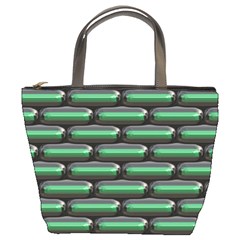 Green 3d Rectangles Pattern Bucket Bag by LalyLauraFLM