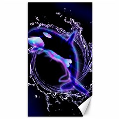 Orca With Glowing Line Jumping Out Of A Circle Mad Of Water Canvas 40  X 72   by FantasyWorld7