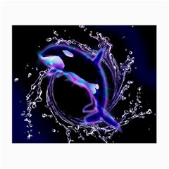 Orca With Glowing Line Jumping Out Of A Circle Mad Of Water Small Glasses Cloth (2-side) by FantasyWorld7