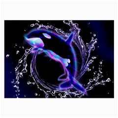 Orca With Glowing Line Jumping Out Of A Circle Mad Of Water Large Glasses Cloth (2-side) by FantasyWorld7