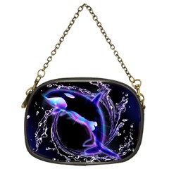 Orca With Glowing Line Jumping Out Of A Circle Mad Of Water Chain Purses (one Side)  by FantasyWorld7
