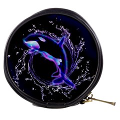 Orca With Glowing Line Jumping Out Of A Circle Mad Of Water Mini Makeup Bags by FantasyWorld7