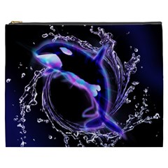 Orca With Glowing Line Jumping Out Of A Circle Mad Of Water Cosmetic Bag (xxxl)  by FantasyWorld7