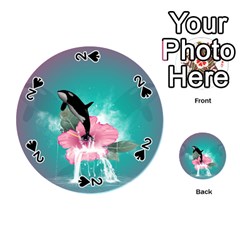 Orca Jumping Out Of A Flower With Waterfalls Playing Cards 54 (round)  by FantasyWorld7