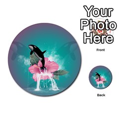 Orca Jumping Out Of A Flower With Waterfalls Multi-purpose Cards (round) 