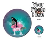 Orca Jumping Out Of A Flower With Waterfalls Multi-purpose Cards (Round)  Front 3