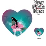 Orca Jumping Out Of A Flower With Waterfalls Multi-purpose Cards (Heart)  Back 26