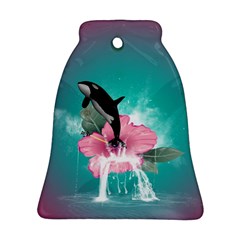 Orca Jumping Out Of A Flower With Waterfalls Bell Ornament (2 Sides) by FantasyWorld7