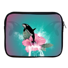 Orca Jumping Out Of A Flower With Waterfalls Apple Ipad 2/3/4 Zipper Cases