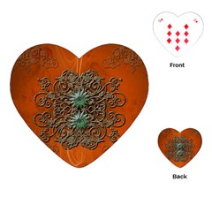 Wonderful Floral Elements On Soft Red Background Playing Cards (heart)  by FantasyWorld7