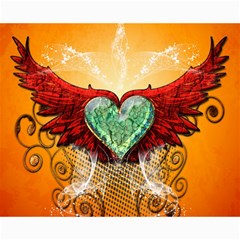 Beautiful Heart Made Of Diamond With Wings And Floral Elements Collage 8  X 10  by FantasyWorld7