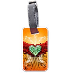 Beautiful Heart Made Of Diamond With Wings And Floral Elements Luggage Tags (one Side) 