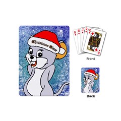 Funny Cute Christmas Mouse With Christmas Tree And Snowflakses Playing Cards (mini)  by FantasyWorld7