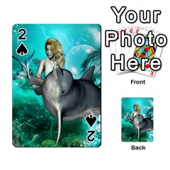 Beautiful Mermaid With  Dolphin With Bubbles And Water Splash Playing Cards 54 Designs  by FantasyWorld7