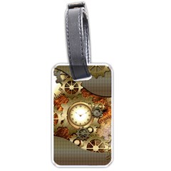 Steampunk, Wonderful Steampunk Design With Clocks And Gears In Golden Desing Luggage Tags (one Side)  by FantasyWorld7