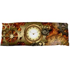 Steampunk, Wonderful Steampunk Design With Clocks And Gears In Golden Desing Body Pillow Cases Dakimakura (two Sides)  by FantasyWorld7