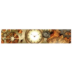 Steampunk, Wonderful Steampunk Design With Clocks And Gears In Golden Desing Flano Scarf (small)  by FantasyWorld7