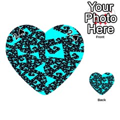 Teal On Black Funky Fractal Playing Cards 54 (heart)  by KirstenStar