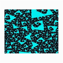 Teal On Black Funky Fractal Small Glasses Cloth (2-side) by KirstenStar