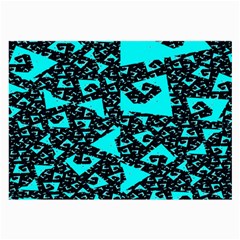 Teal On Black Funky Fractal Large Glasses Cloth by KirstenStar