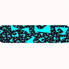 Teal On Black Funky Fractal Large Bar Mats