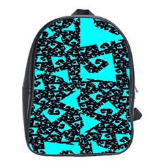 Teal On Black Funky Fractal School Bags (xl)  by KirstenStar