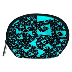 Teal On Black Funky Fractal Accessory Pouches (medium)  by KirstenStar