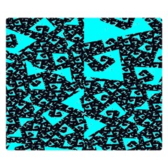 Teal On Black Funky Fractal Double Sided Flano Blanket (small)  by KirstenStar