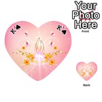 Wonderful Flowers With Butterflies And Diamond In Soft Pink Colors Playing Cards 54 (Heart)  Front - SpadeK