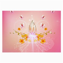 Wonderful Flowers With Butterflies And Diamond In Soft Pink Colors Large Glasses Cloth (2-side) by FantasyWorld7