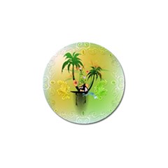 Surfing, Surfboarder With Palm And Flowers And Decorative Floral Elements Golf Ball Marker (10 pack)