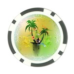 Surfing, Surfboarder With Palm And Flowers And Decorative Floral Elements Poker Chip Card Guards (10 pack)  Front