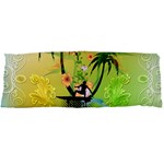 Surfing, Surfboarder With Palm And Flowers And Decorative Floral Elements Body Pillow Cases Dakimakura (Two Sides)  Back