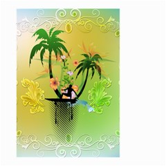 Surfing, Surfboarder With Palm And Flowers And Decorative Floral Elements Small Garden Flag (Two Sides)