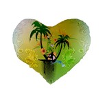 Surfing, Surfboarder With Palm And Flowers And Decorative Floral Elements Standard 16  Premium Heart Shape Cushions Back