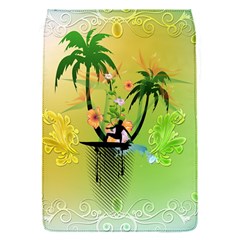 Surfing, Surfboarder With Palm And Flowers And Decorative Floral Elements Flap Covers (S) 