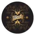 Music The Word With Wonderful Decorative Floral Elements In Gold Magnet 5  (Round) Front