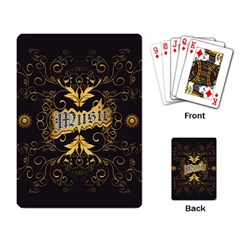 Music The Word With Wonderful Decorative Floral Elements In Gold Playing Card by FantasyWorld7