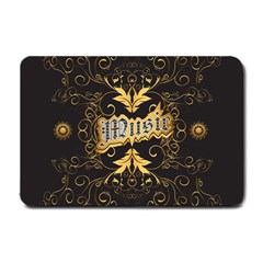 Music The Word With Wonderful Decorative Floral Elements In Gold Small Doormat  by FantasyWorld7