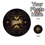 Music The Word With Wonderful Decorative Floral Elements In Gold Multi-purpose Cards (Round)  Back 1