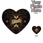 Music The Word With Wonderful Decorative Floral Elements In Gold Multi-purpose Cards (Heart)  Front 1